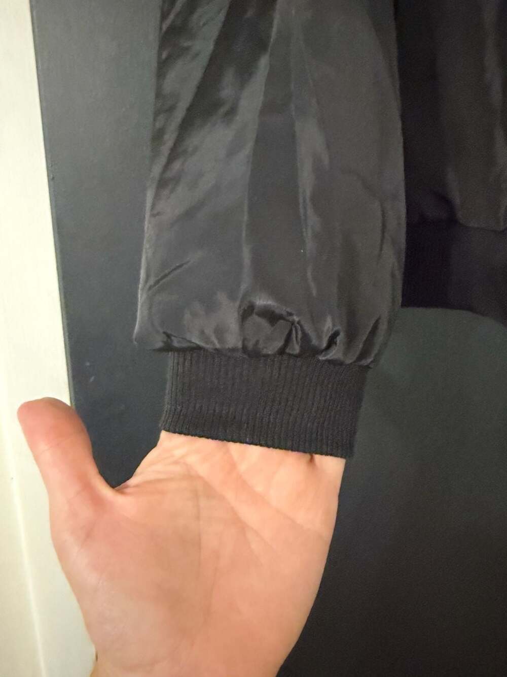 Bomber Jacket Casual Black Windbreaker with Pockets medium - Picture 4 of 6